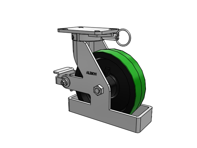 410 Series Top Plate Swivel Caster with 10 x 3 Green Tread on Black Cast Iron Core PY - Polyurethane (Cast Iron Core) Wheel and Poly Cam Brake